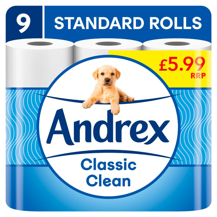 Andrex Classic Clean Toilet Tissue 9 Rolls